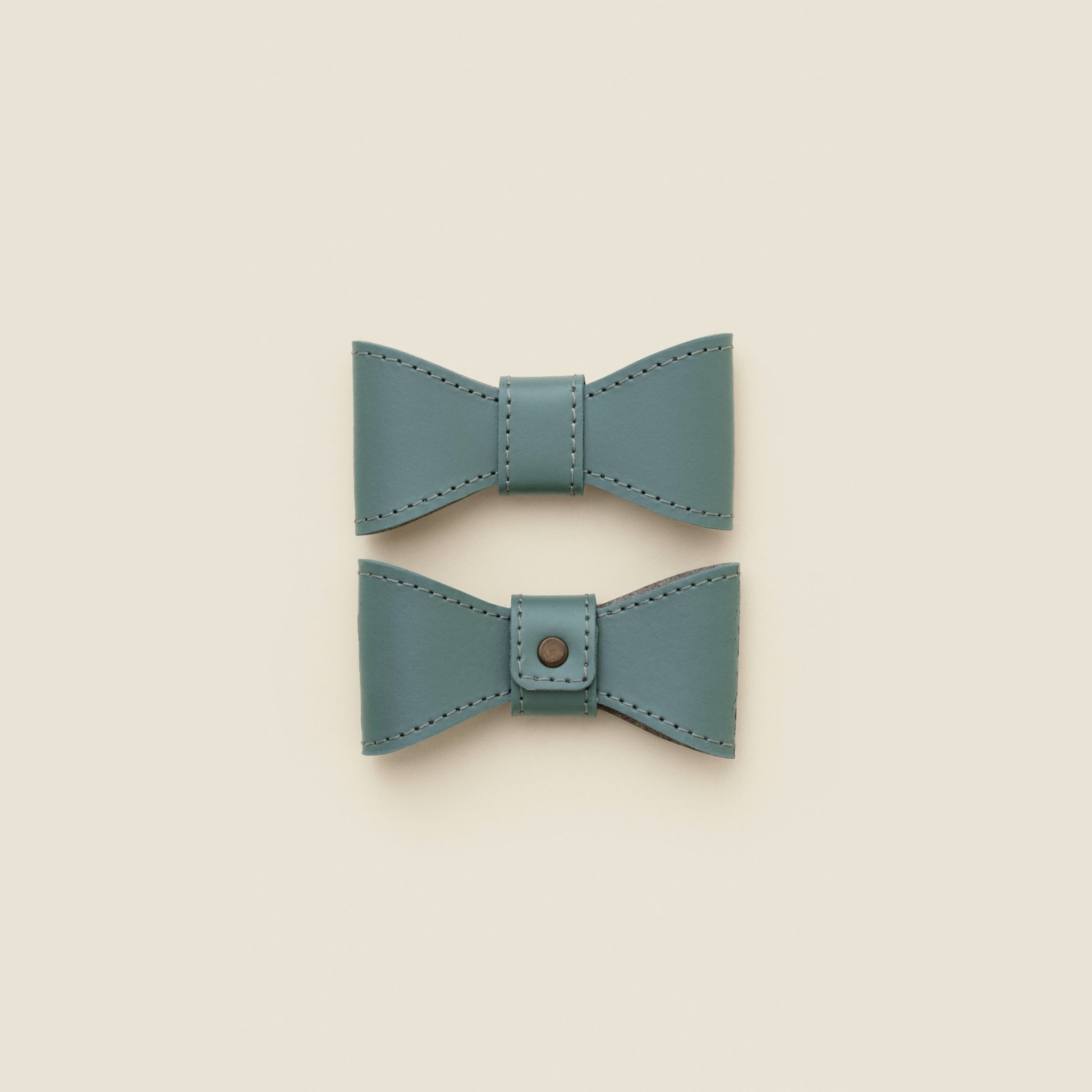 Removable stone blue leather dog bowtie by Cano Ateliers