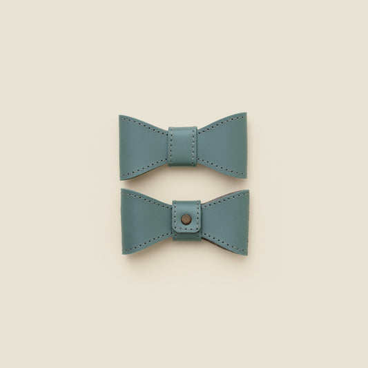 Removable stone blue leather dog bowtie by Cano Ateliers